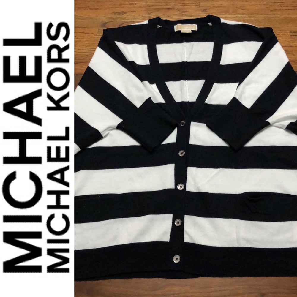MICHAEL Michael Kors Striped Boxy Cardigan
